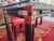 Wood Black Lacquered Bamboo-Style Table with Glass Top and Red Leather Woven Straps, 1980s For Sale - Image 7 of 9