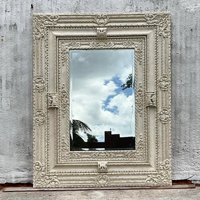 Wood Vintage Regency Monumental Hand Carved Floor Mirror For Sale - Image 7 of 11