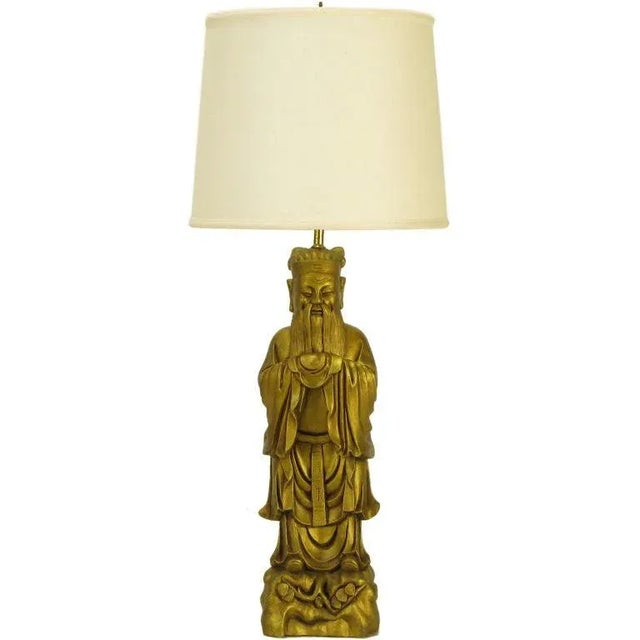 Confucius Gilt Metal Table Lamp For Sale - Image 10 of 10