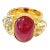 Bochic “Orient” Ruby & White Topaz Vintage 3 Gem Ring Set in 18k & Silver Size 8 For Sale