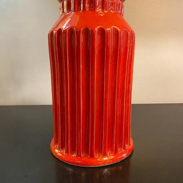 1960s Mid-Century Italian Orange Moorish Art Pottery Jar For Sale - Image 5 of 11