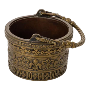 18th C. French Bronze Basket With Fleur De Lis Designs