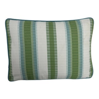 Thibaut Samba Stripe in Kelly Green and Pool Indoor/Outdoor Lumbar Pillow - Single For Sale