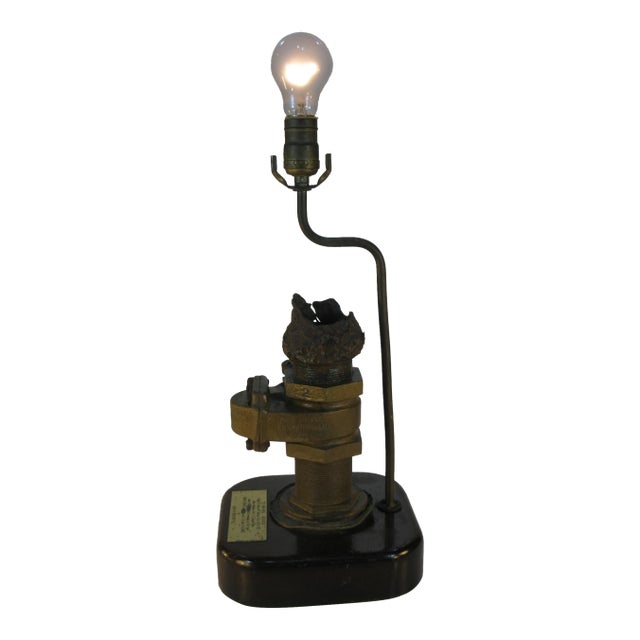 Table Lamp Nautical Antique S.S. San Jose Brass Recovered Pipe For Sale