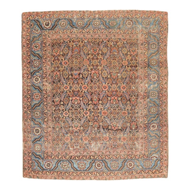 Antique Zabihi Collection Square Persian Bakshaish Rug - 7'1" x 8' For Sale