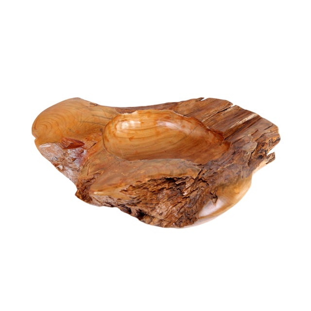 Large 22" to 25" D Hand Carved Organic Teak Bowl 6 For Sale - Image 10 of 11
