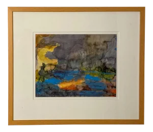 Vintage Abstract Watercolor, American Circa 1940