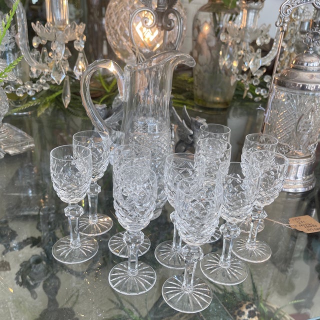 Transparent Vintage Crystal Pitcher & Cordial Glasses Set - 12 Pcs) For Sale - Image 8 of 8