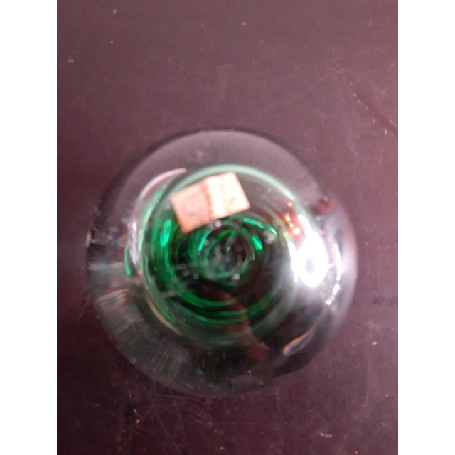 1980s Signed Marian Pyrcak Mp Poland Green Swirl Art Glass Paperweights - Set of 2 For Sale In Dallas - Image 6 of 10