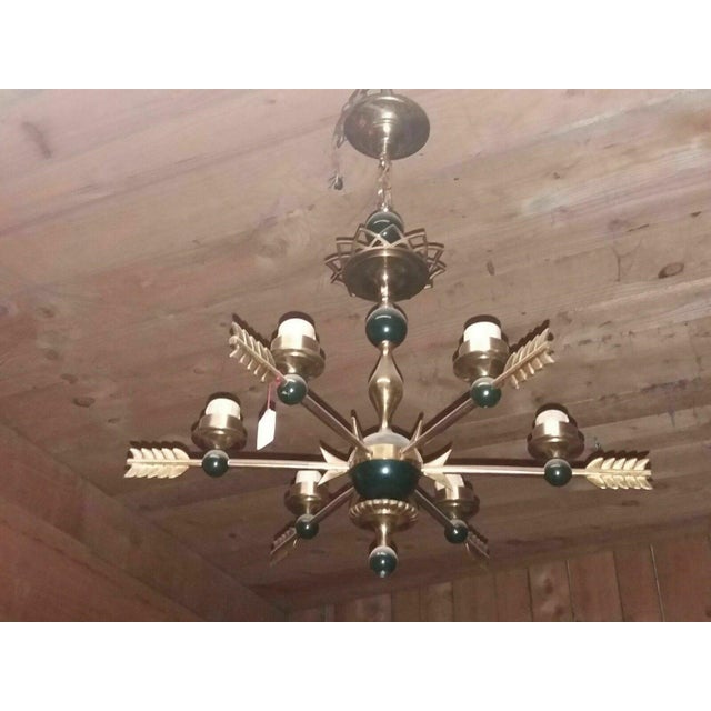 Metal C1920's Antique Empire/ French Art Deco Gilt & Patinated Bronze Chandelier Attrib. Maison Bagues For Sale - Image 7 of 7