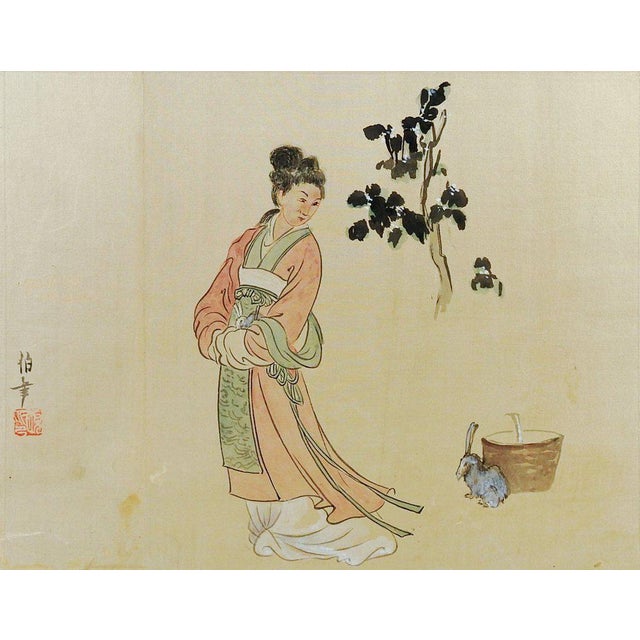 Chinese Watercolor on Silk Painting Chairish