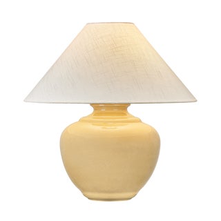 Hudson Valley Lighting French Ridge 23 in. 1 Light Table Lamp in Aged Brass and Ceramic Dijon Wash Finish For Sale