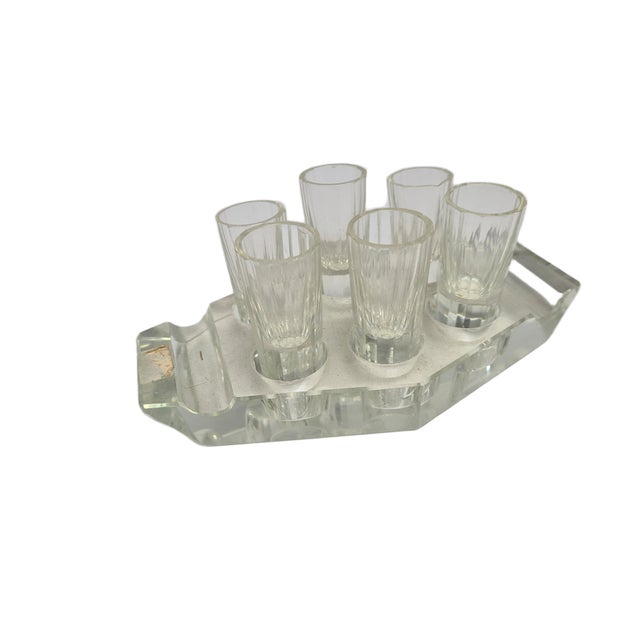 Art Deco Vodka Shot Glasses from Hortensja Glassworks, Poland, 1950s, Set of 7 For Sale - Image 3 of 18