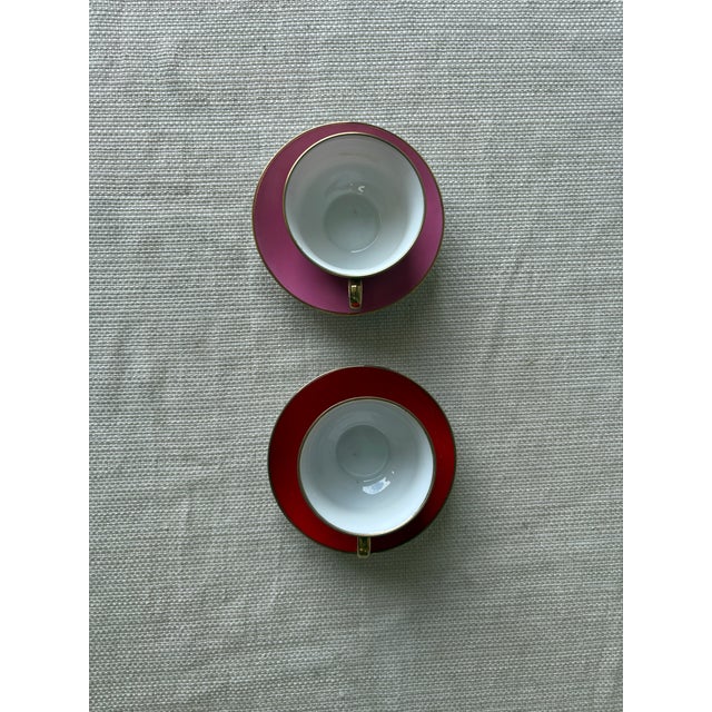 Vintage Victoria Czechoslovakia Porcelain Teacups & Saucers - a Pair For Sale - Image 12 of 12