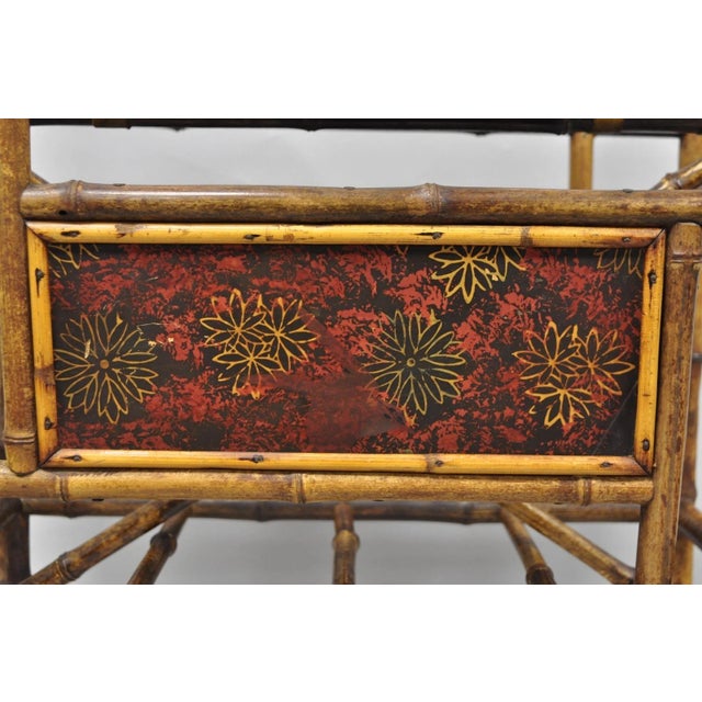 Late 19th Century Antique English Victorian Bamboo Fretwork Canterbury Magazine Rack Stand For Sale - Image 5 of 17
