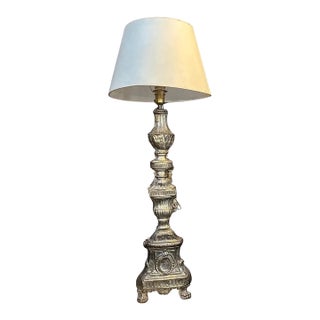 18th Century Louis XV Wood and Metal Italian Torchere Mounted as a Table Lamp For Sale