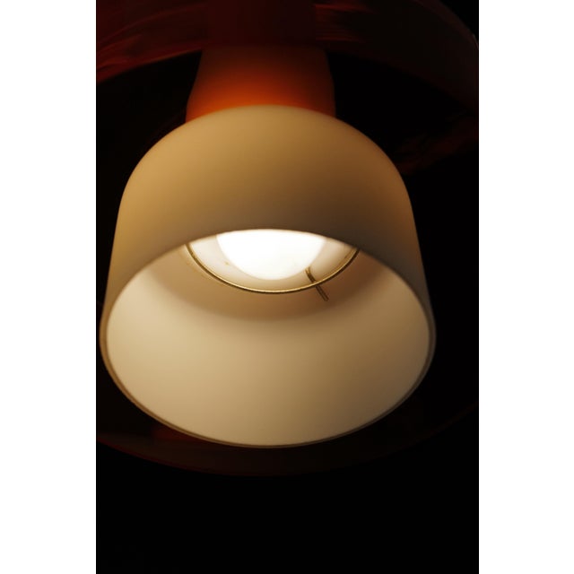 Mid 20th Century Mid 20th Century Mid-Century Opaline and Orange Glass Pendant Lights - a Pair For Sale - Image 5 of 18