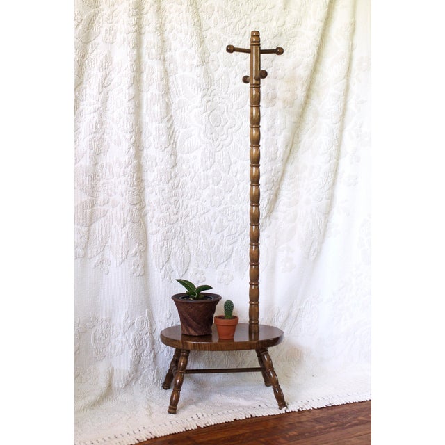 1950s 1950s Handmade Combo Wood Stool With a Hanger For Sale - Image 5 of 11