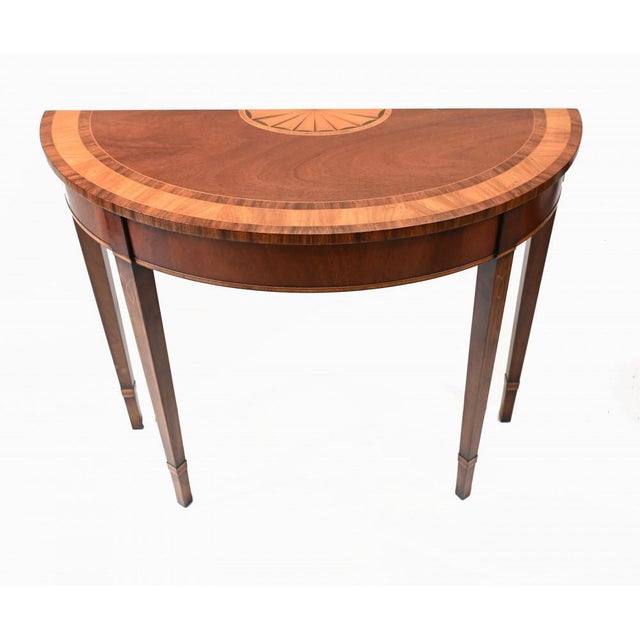 Brown Regency Demi Lune Console Table in Maohogany For Sale - Image 8 of 8