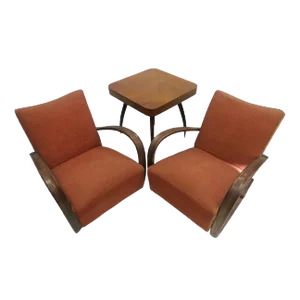 Armchairs + Spider Table by Halabala for Thonet, Czechoslovakia, 1930s, Set of 3