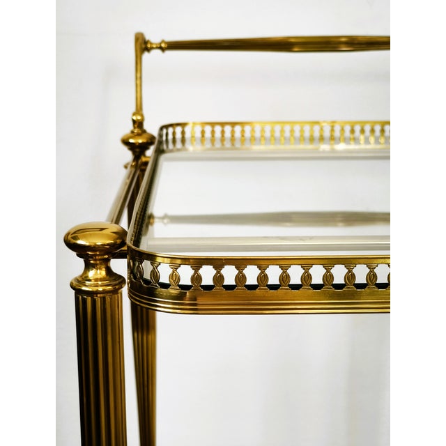 1960s Hollywood Regency Brass and Glass Bar Cart, 1960s For Sale - Image 5 of 10