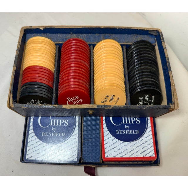 The Vintage Blue Chips by Renfield Bakelite Poker Chip/Playing Card Set is a unique and collectible item originating from...