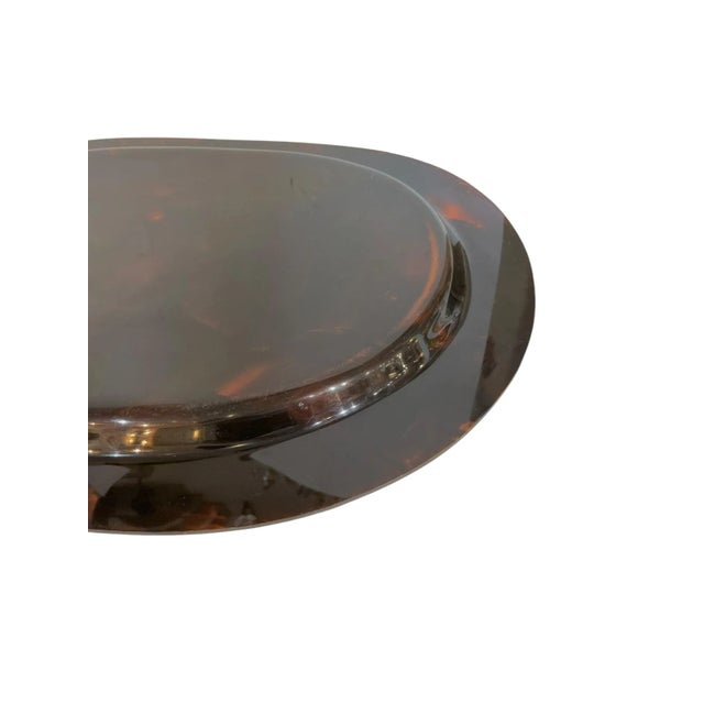 Vintage French Lucite Tortoise Style Cocktail Tray For Sale - Image 10 of 11