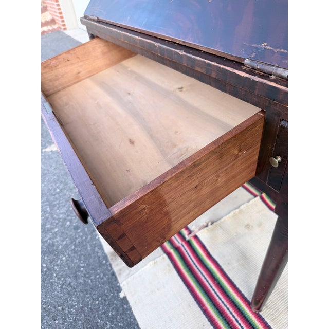 Antique Lancaster County Pennsylvania Sheraton Paint-Decorated Slant-Front Shopkeeper's Desk For Sale - Image 10 of 15