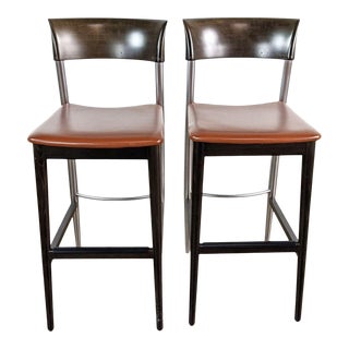 Roche Bobois Wooden Bar Stools - a Pair For Sale