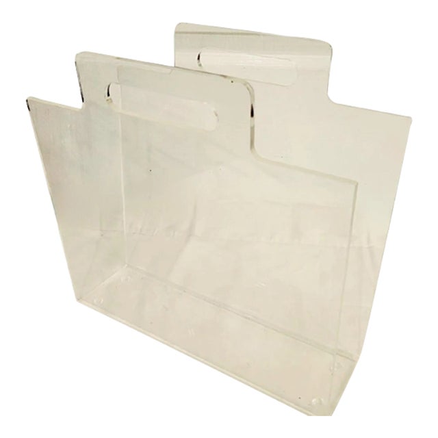 Vintage Lucite Mid Century Modern Magazine Holder Stand For Sale