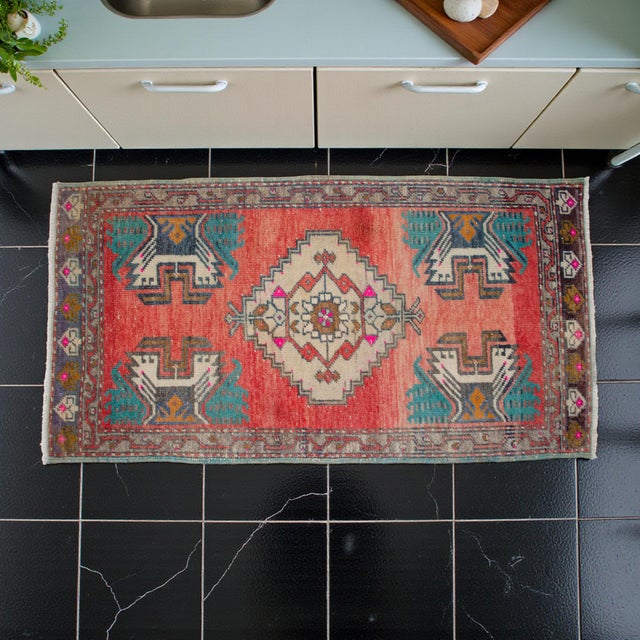 Hollywood Regency Hand Knotted Door Mat, Entryway Rug, Bath Mat, Kitchen Decor, Small Rug, Turkish Rug - 1′8″ × 3′2″ For Sale - Image 3 of 13