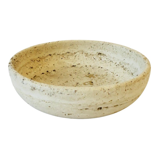 Italian Travertine Marble Bowl Catchall For Sale