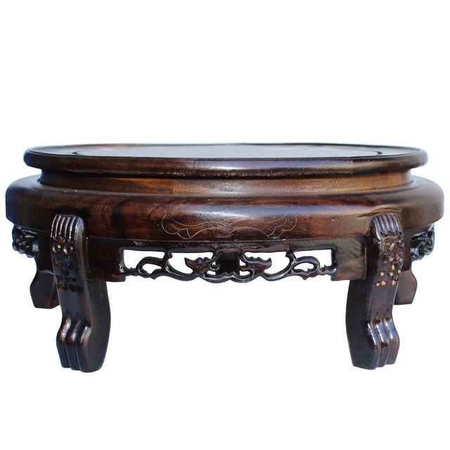12 "Chinese Brown Wood Round Table Top Stand Display Easel For Sale - Image 4 of 5