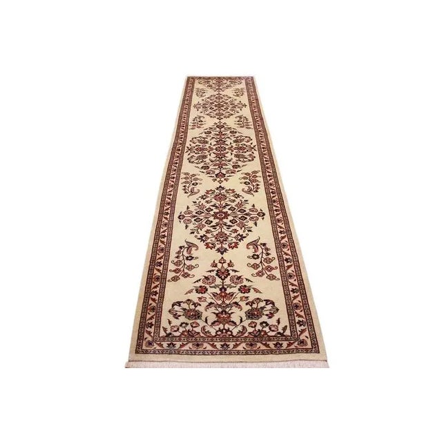 Middle Eastern Hand-Knotted Saroug Runner Rug For Sale - Image 3 of 11
