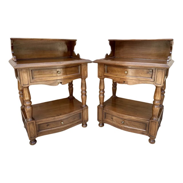 Mid-Century Spanish Wood Nightstands, Set of 2 For Sale