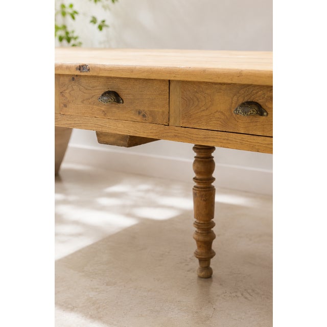 Large Oak Tailor's Table with Drawers, France, 1930 For Sale - Image 6 of 18