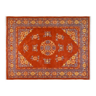 Vintage Chinese Art Deco Hand Knotted Wool Rug, For Sale