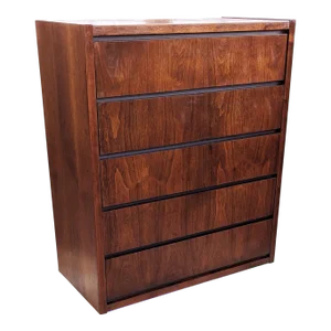 Mid-Century Modern Lane Furniture Walnut Brutalist 1970s Tallboy Dresser Storage