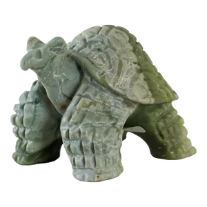 Mid-Century Hand Carved African Tortoise of Green Verdite / Malachite Stone