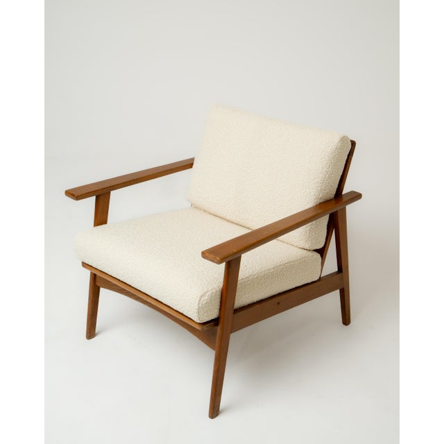 1990s MCM Lounge Chair in Boucle Pearl Fabric For Sale - Image 11 of 11