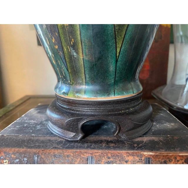 Vintage Enamel Painted Iris Lamp For Sale In Chicago - Image 6 of 10