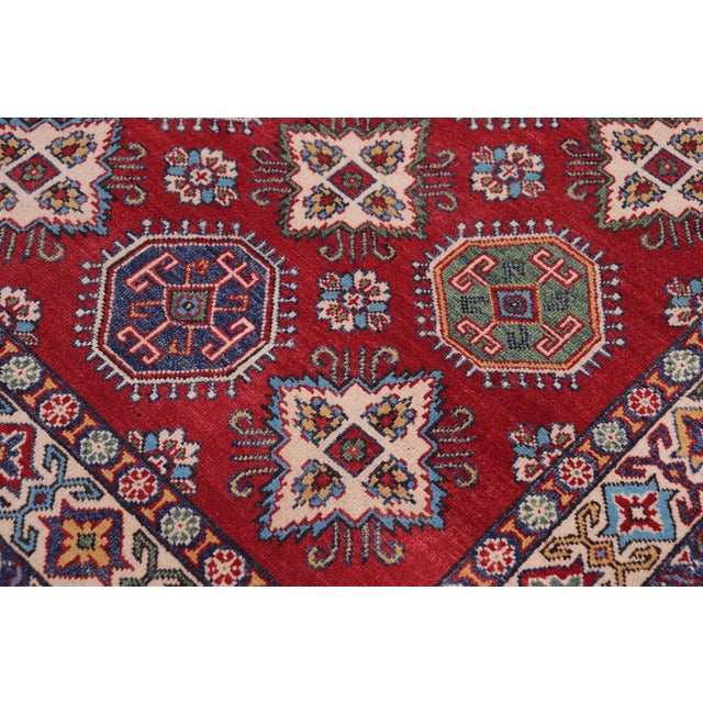 Shabby Chic Southwestern Kazak Rustic Red/Beige Wool Rug - 4'1''x6'0'' For Sale - Image 3 of 10