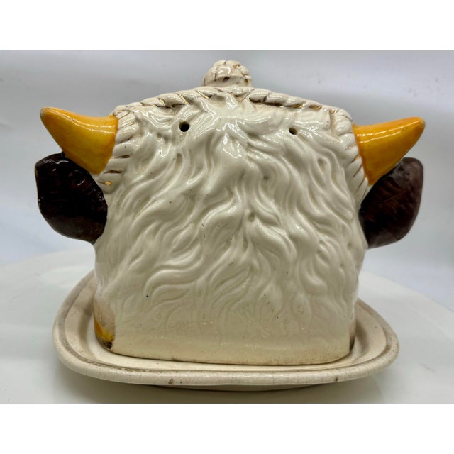 Late 19th Century Antique Staffordshire Majolica Cow Head Dish, Victorian English Novelty Server For Sale - Image 5 of 12