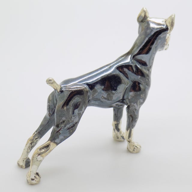 Metal Vintage Italian Handmade Sterling Silver 925 Boxer Dog Figurine Large Solid Figurine Miniature Sculpture For Sale - Image 7 of 10