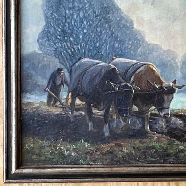 Vintage Boho Original Oil Pastoral Painting Signed Eugen Osswald For Sale - Image 10 of 13