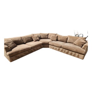 Arhaus Camden Beige Corduroy Three-Piece Sectional Sofa For Sale