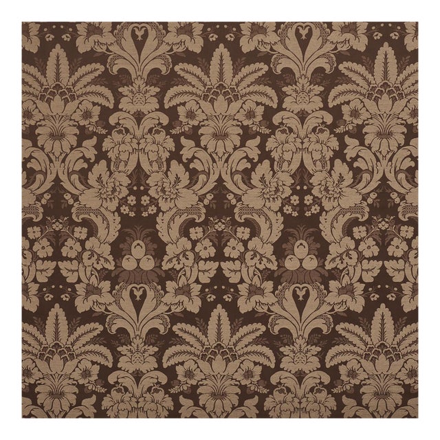 Sample - Schumacher Kennedy Damask Fabric In Brown For Sale