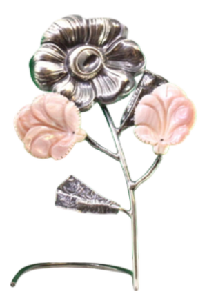 Silver Flower with Reliefs and Ceramic Applications