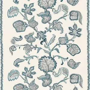 Schumacher Palampore Block Print Fabric in Sapphire