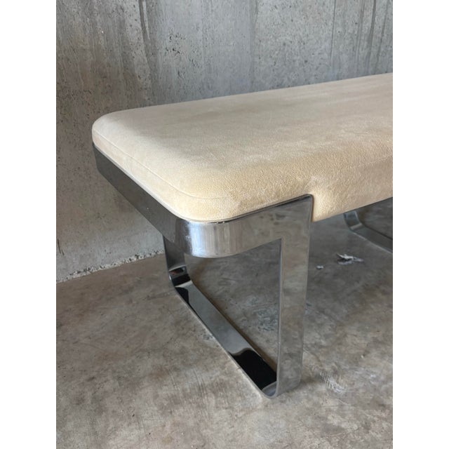 Vintage Mid Century Modern Chrome Bench by Trimark For Sale In Miami - Image 6 of 8